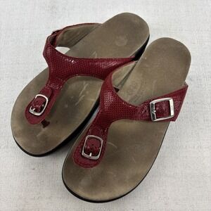 SAS Sanibel Red Soft Leather Women's Tripad Comfort Cushion Thong Sandals Sz 7